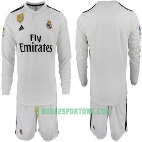 Koszulka Real Madryt Dziecięcy Domowe Stroje Piłkarskie 2018-2019 Długi Rękaw